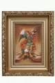 Archanioł Zadkiel z ognistym mieczem, Anioł Rozwoju Duchowego, Transformacji i Kosmicznej Alchemii - obrazek olejny z Cuzco, Peru w ozdobnej złotej ramie, 16cm x 20cm.